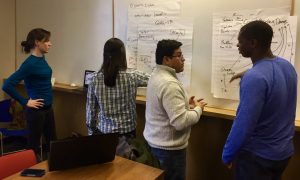 students working on models